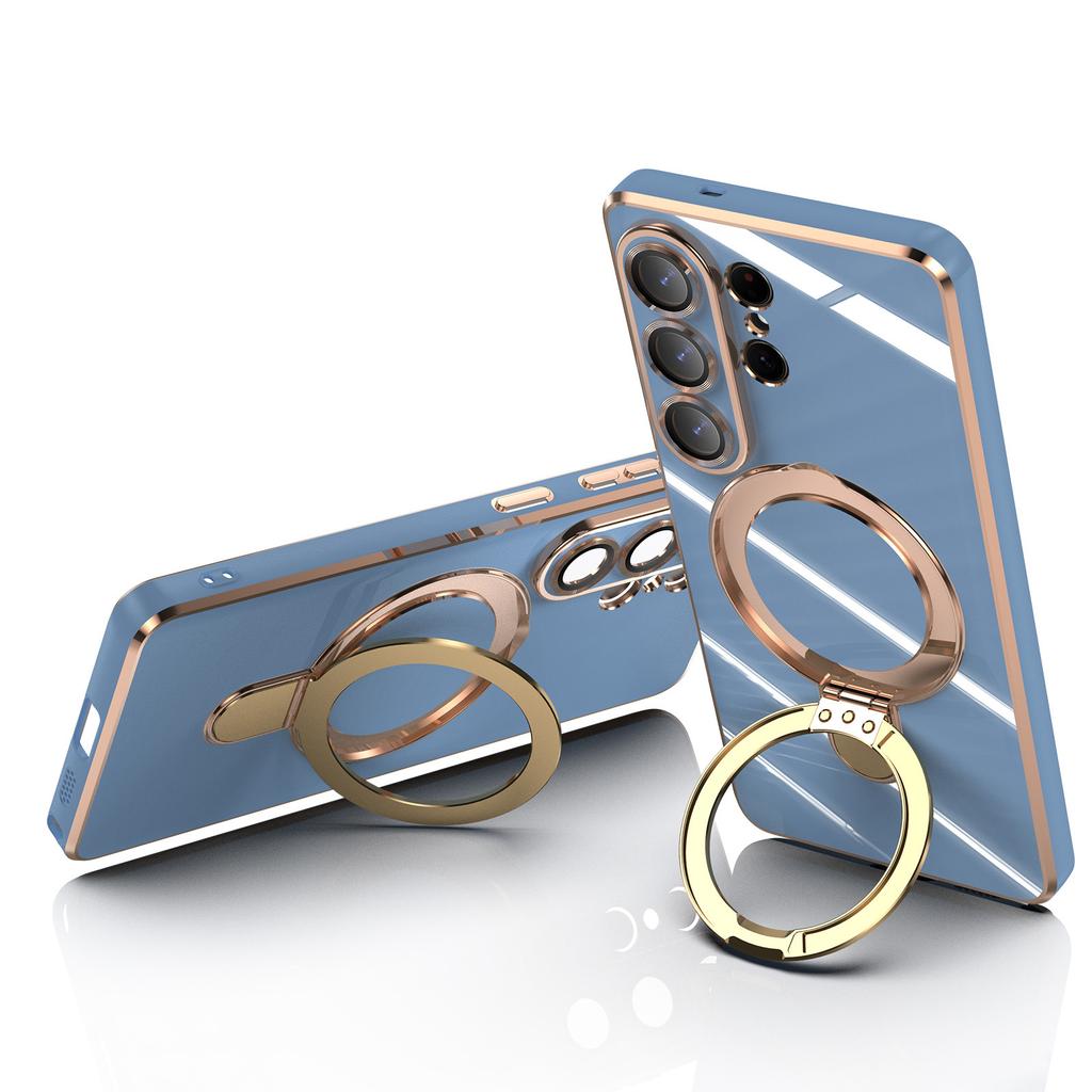 Applicable to Samsung S11Ultra solid color fulcrum magnetic suction bracket Apple 11 anti-drop 1D electroplating 11 high-end mobile phone case