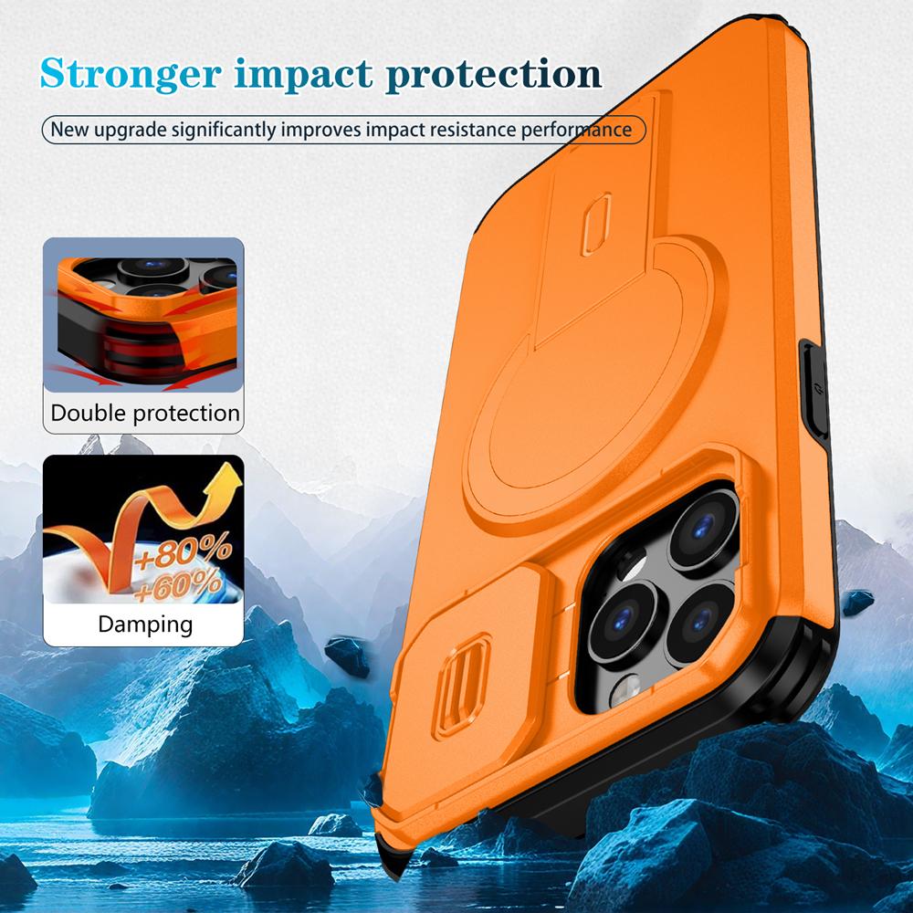KEYSION Shockproof Magnetic Case for iPhone 11 12 Pro Max Slide Camera Lens Protect Kickstand Wireless Charging Phone Back Cover