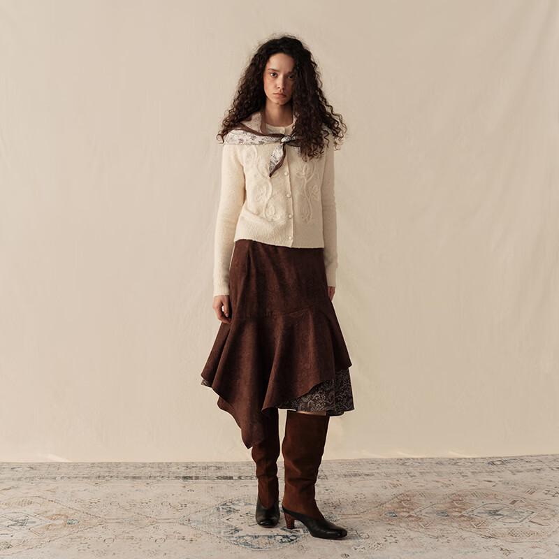 GREEN BELT Women's Floral Knit Wool Cardigan