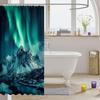 Aurora Borealis Fabric Shower Curtain Northern Lights Shower Curtain Aurora Snow Mountain Waterproof Bathroom Curtains Galaxy