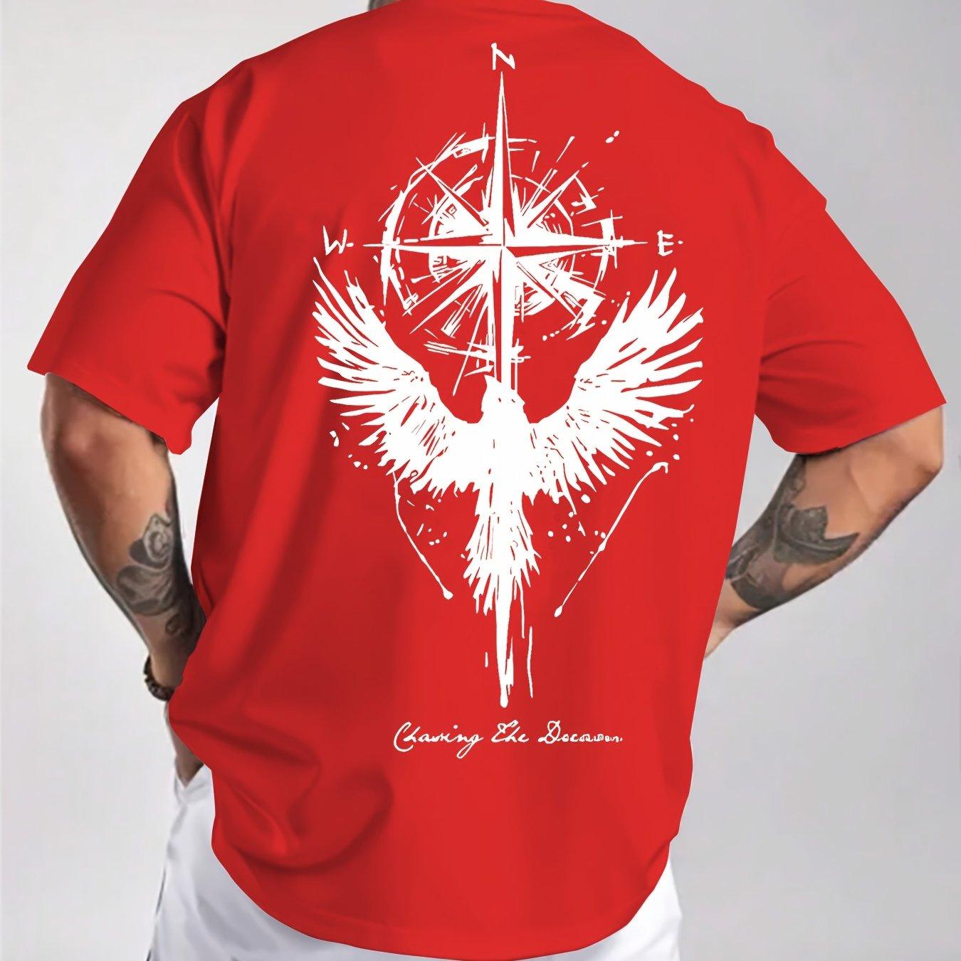 

Summer men s round-neck T-shirt, 100% pure cotton short-sleeved shirt, casual and loose large compass map top S