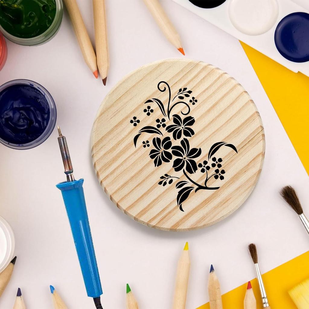 Wood Coasters Round Blank Wooden Coasters for Crafts with Non-Slip Silicon Dots for Home Decoration Mother Day Gift