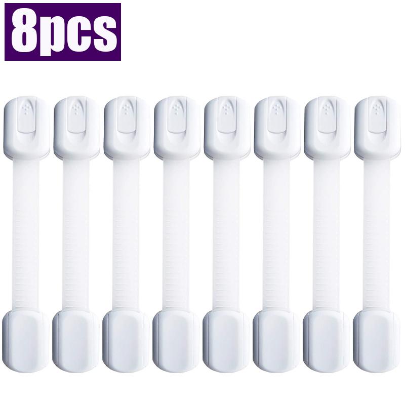 4/8pcs Child Safety Strap Locks Baby Locks for Cabinets and Drawers Toilet Fridge&More Adhesive Pads No Installation Required