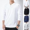Herr Höst Vår Topp Knäppt V-hals Långärmad Enfärgad Lös Pullover T-shirt Vardagskläder Sport Hemmakläder Kläder