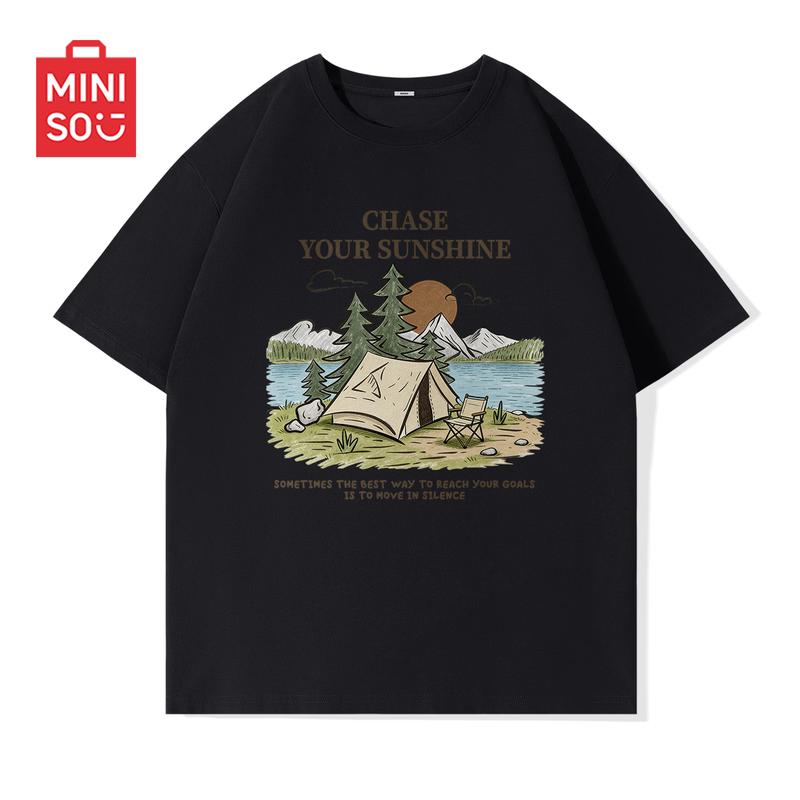 MINISO Men's Summer Loose Fit Crew Neck T-Shirt