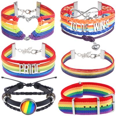 6Pcs Lgbt Pride Rainbow Bracelet Love Wins Wristband Valentine'S Day Bracelet