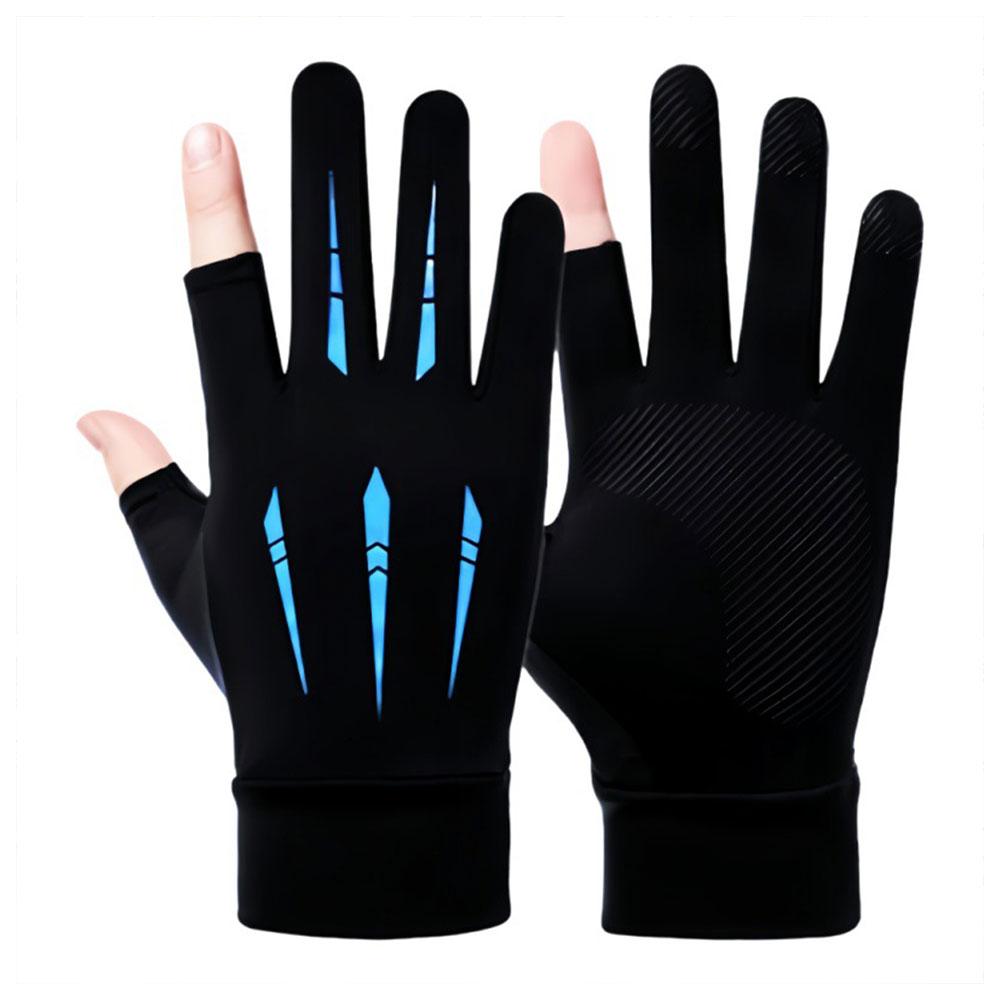 Men's Summer Fishing Gloves Ice Silk Non-Slip Sun Protection Motorcycle Gloves Outdoor Sports C K9H5