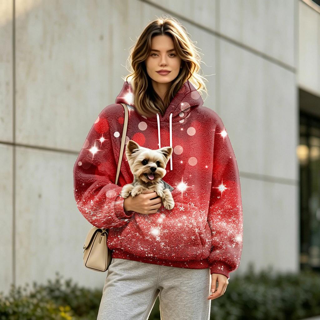 Unisex Athletic Hoodie with and Dog Pouch, Long Sleeve Pullover Sweatshirt