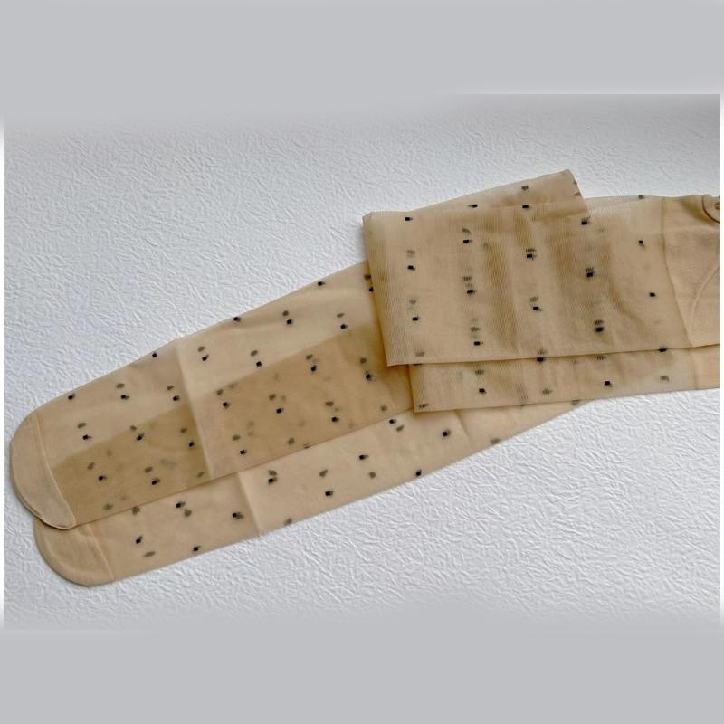 Women Thin Candy Colored Stockings Small Dots Print Sexy Sheer Pantyhose Tights