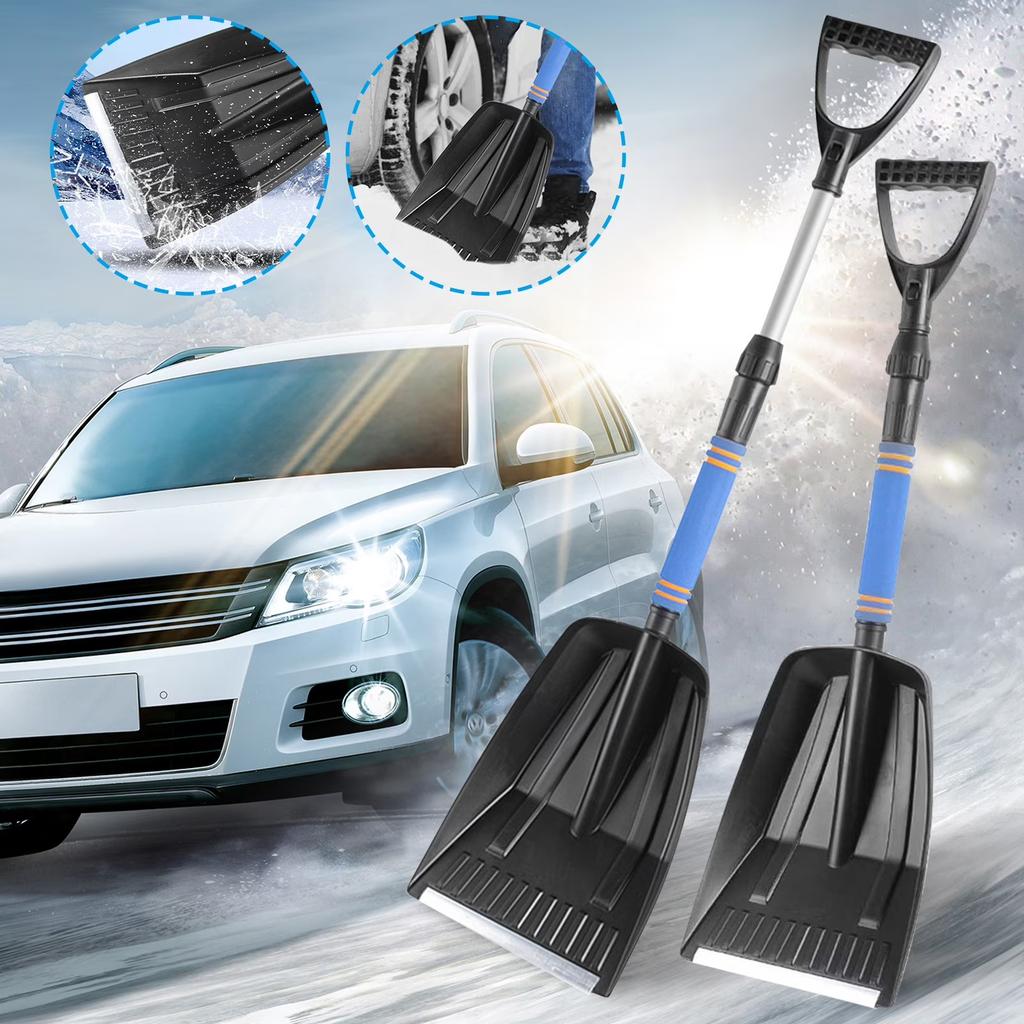 Telescopic Car Ice Scraper, Aluminum Alloy Detachable Winter Ice Scraper, 72-85 Cm Foldable Design