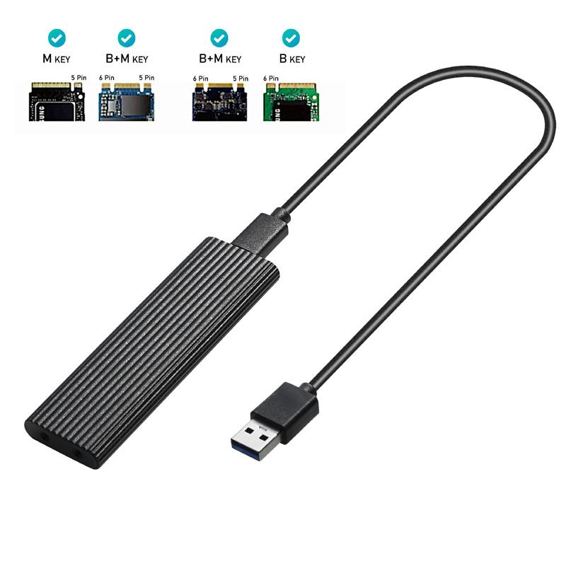 M2 SSD Case NVME Enclosure M.2 to USB SSD Adapter for NVME PCIE NGFF M.2 SATA SSD M/B+M Key 2230/2242/2260/2280 M2 Dual Protocol