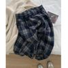 Women's Fleece-Lined Retro Plaid Wide-Leg Pants - Autumn/Winter Casual