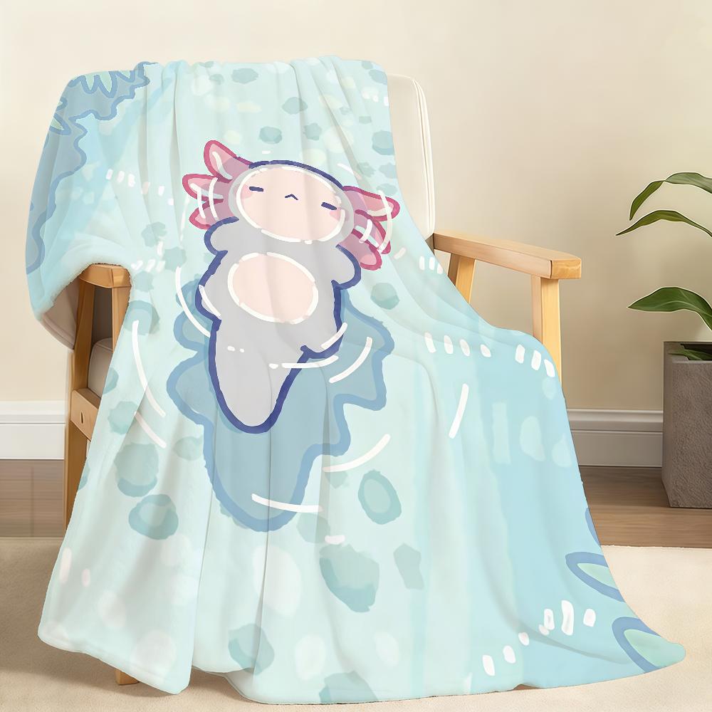 Cartoon Pink Axolotl Kawaii Blanket Soft Throw Blanket for Home Bedroom Bed Sofa Picnic Travel Office Rest Cover Blanket Gift