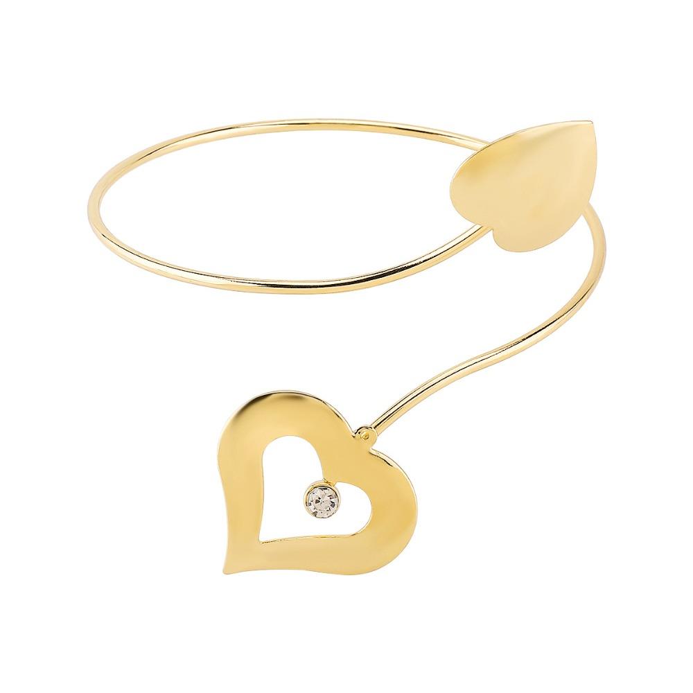 Gold Crystal Heart Armband Arm Adjustable Hollow Heart Upper Arm Bracelet  Arm Accessories