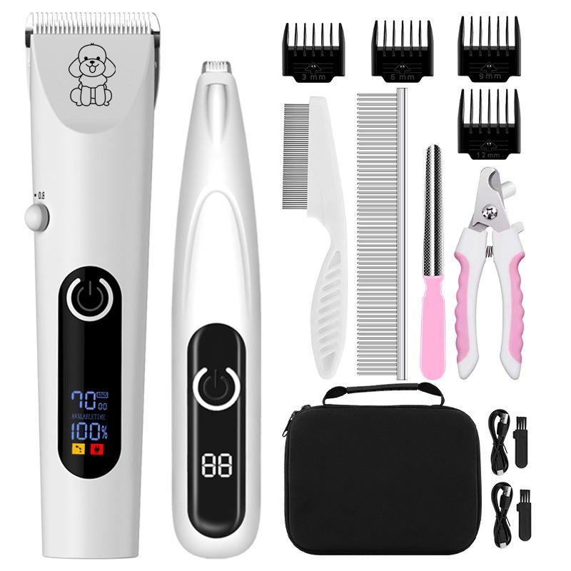 Pet Hair Electrical Grooming Trimmer Cats Dogs Polish Grinding Electric Clippers Pusher USB Rechargeable Cleaning Accessories