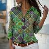 Fashion Long Sleeve Shirt  Single-Breasted Lapel Top Floral Printed Button Shirts Women's Clothing Autumn Blouses Elegant Office