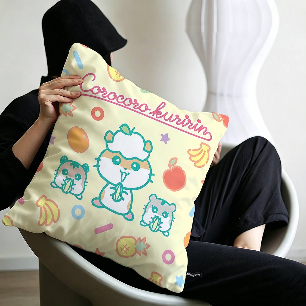 Cute Anime H-Hamtaro Cushion Cover Pillowcase Upholstery Sofa Throw Pillow Home Decor Pillowcas