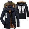 Mens Winter Warm Hooded Cotton Padded Jacket Printed Casual Sports Coat Basketball Outdoor Activities Size L-6XL