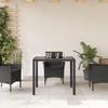 VidaXL Garden Table Glass Top Black 90x90x75 Cm Woven Resin 365586