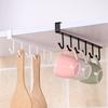 Punch-Free Metal Kitchen Cabinet Hook Rack with Seamless Design - Black and White, Over-the-Shelf Installation