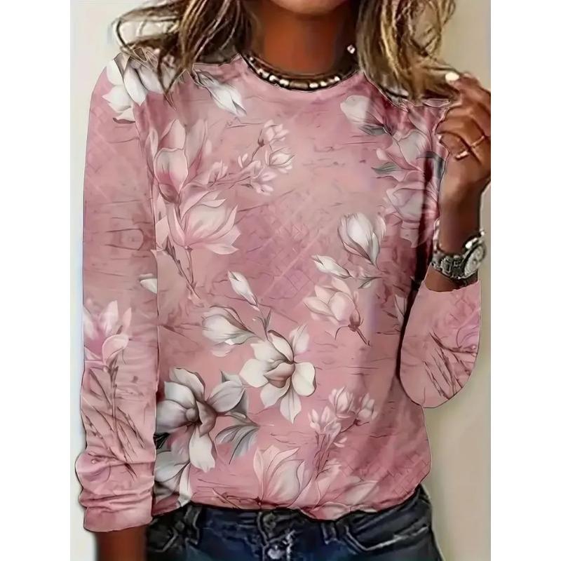 Summer Women's 3D Printed Long Sleeve T-Shirt Fashion Versatile Breathable Trend Casual