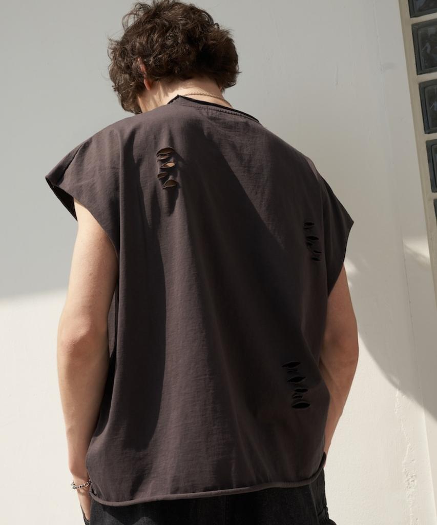 Haut Sans Manches Vintage Uni TENER (charbon)