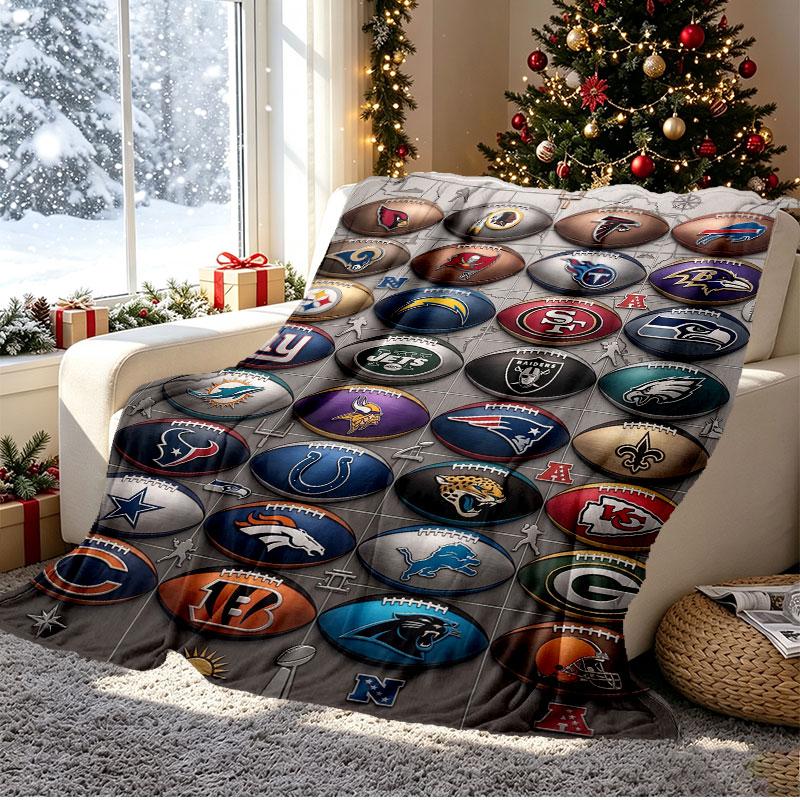 Deka s NFL vzorem pro domácí dekoraci, postel, pohovku, cestování autem, kempování, vhodná pro všechna roční období, dárek k narozeninám, Vánocům
