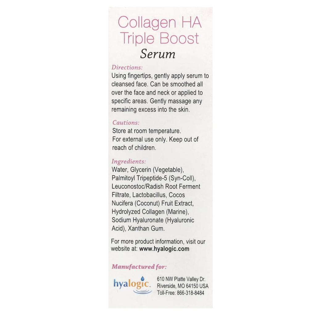 Collagen Ha Triple Boost Serum, with Syn-Coll and Collagen, Fragrance Free, 13.5 Ml (0.47 Fl Oz)