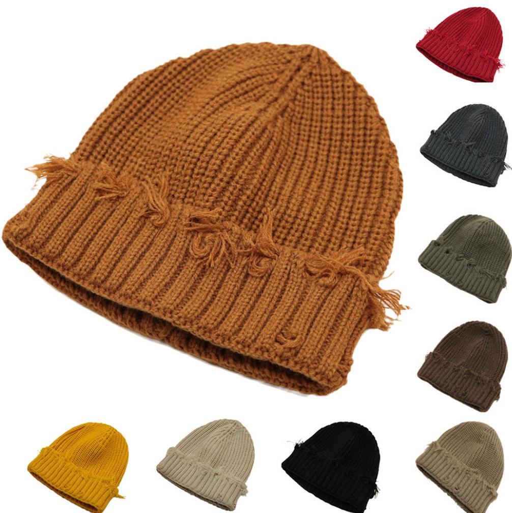 Hot Sale Distressed Customized Winter Beanies Hats Embroidered Logo Label Attach