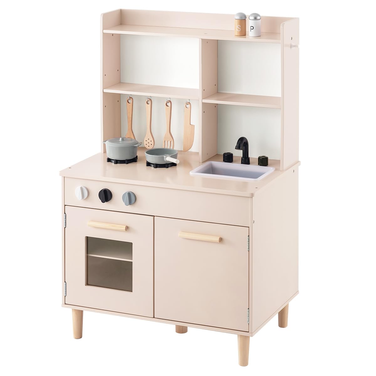 

Bon Furniture Play Kitchen Деревянная кухня с кухонными принадлежностями Обучающая игрушка Игровой набор Мини-кухня 2WAY Шкаф Игрушечная кухня Подарок Розовый розовый