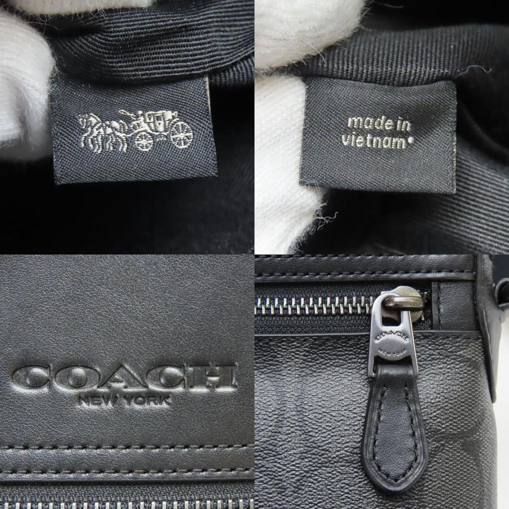 Used COACH Shoulder Bag 4010 Signature PVC/leather Black Dark Gray Casual