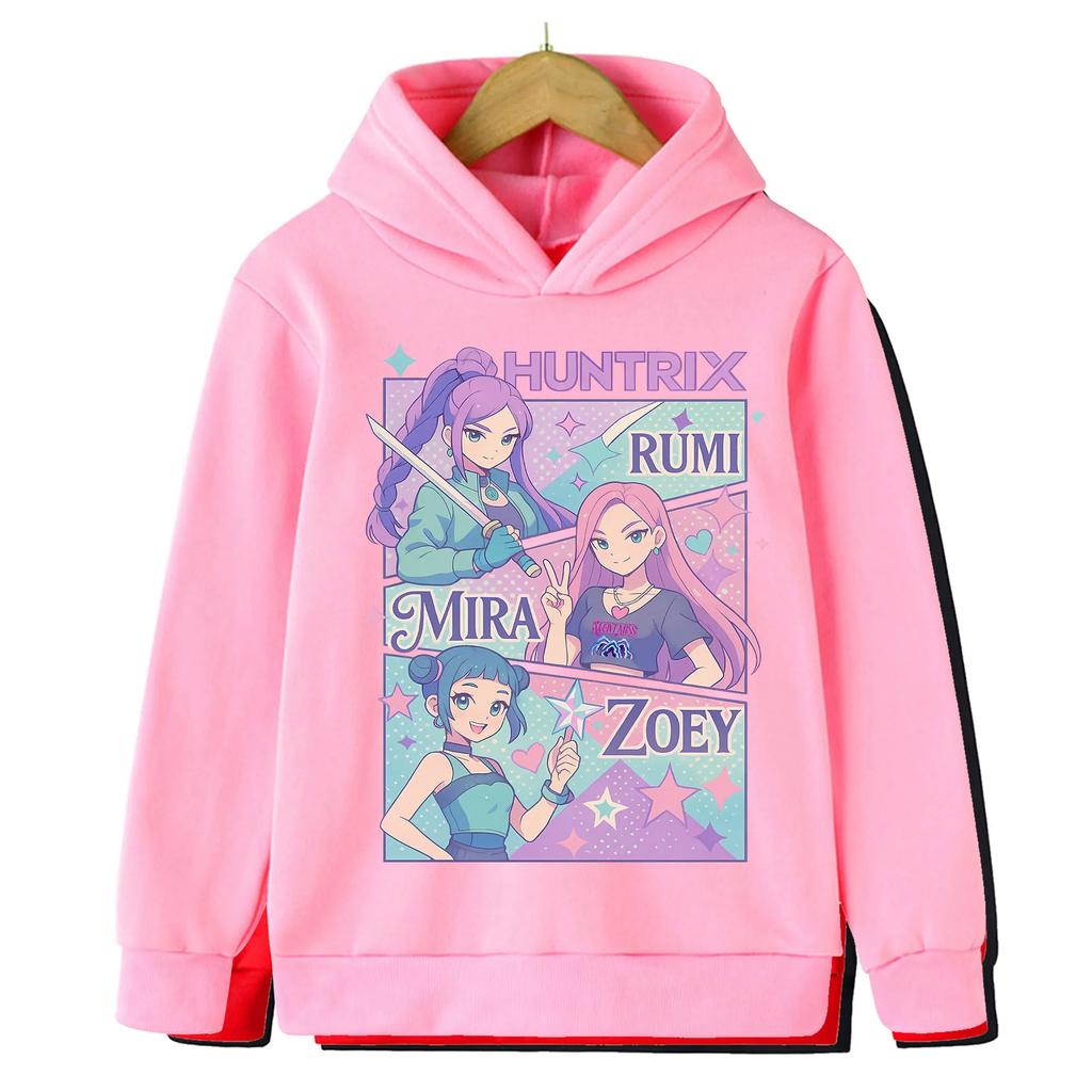 KPOP Devil Hunter Boy Girl Hoodie Street Sports Casual Trendy Harajuku Cartoon Children Autumn Winter Sweatshirt Clothing Top