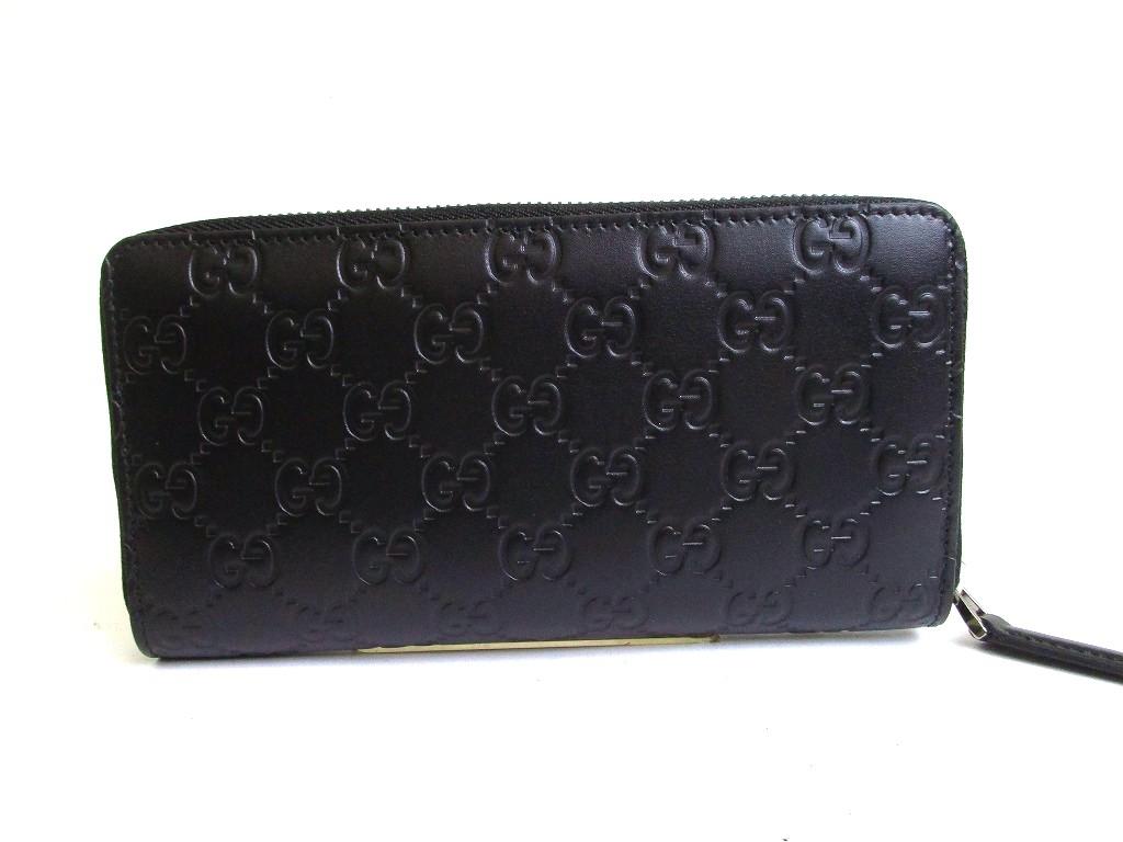 Authentic GUCCI Guccissima Black Leather Round Zip Long Wallet #b170  Open box