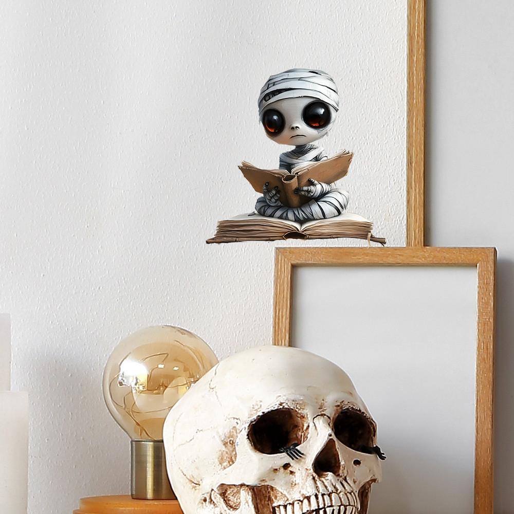 Cute Halloween Reading Book Skeleton Switch Sticker Wall Sticker For Decor Home