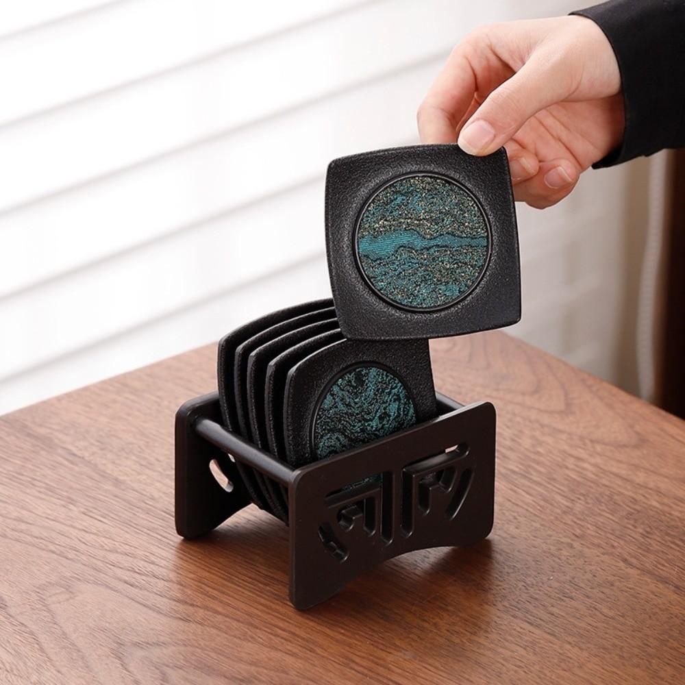 Quick-dry Heat Insulation Mat Chinese Style Tea Cup Holder Cloth Coaster Set Chinese Culture