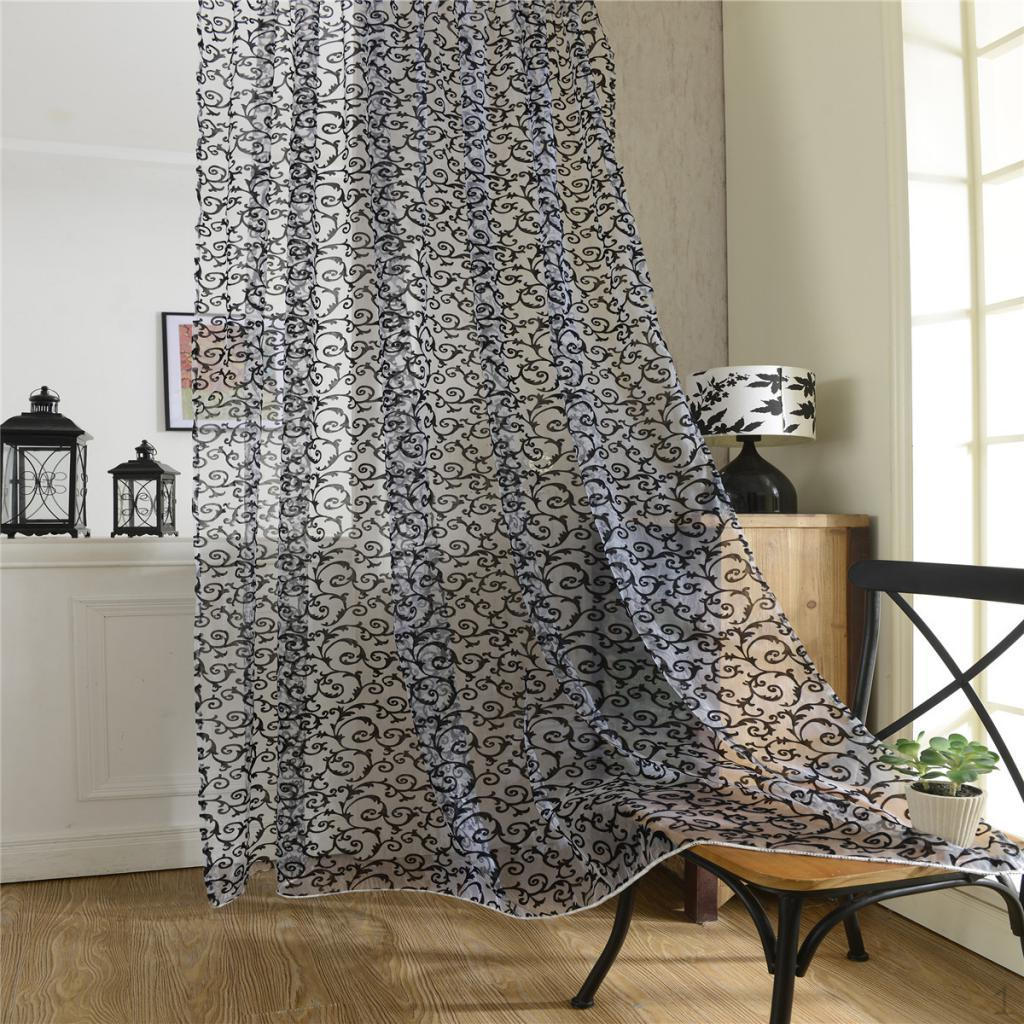 Elegant Window Drape Pespective Valance Gauze Curtain Door Rod