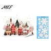 Static Glass Stickers Christmas Window Clings, Snowy Town House Snowflake Decals, Reusable Festive Winter Decals Xmas Stickers, Holiday Decor for Home