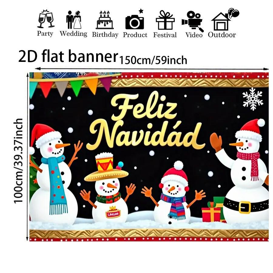 1Pcs Merry Christmas Snowman Background Wall Decoration "Feliz Navidad" Photo Props Christmas Surprise Gift