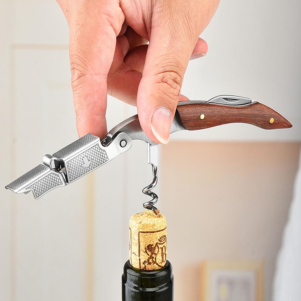 Leeseph Wine Opener, Double Hinged Manual Wine Key for Bartender, Server, Waiter, Stainless Steel Wine Bottle Opener Corkscrew