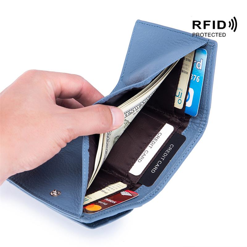 RFID-blokkerende lommebok i skinn Kreditt- ID-kortholder Pung Pengeetui Myntlomme for menn kvinner 2023 Moteveske