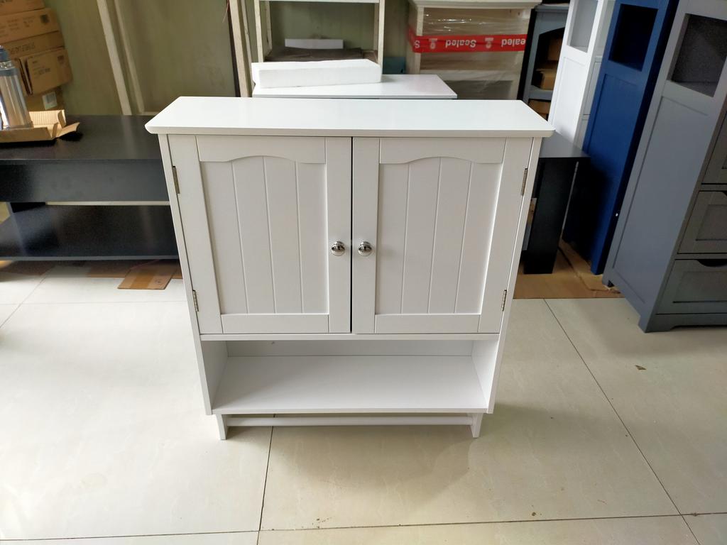 Mobile da Bagno Bianco Porta Asciugamani da Parete, Armadietto Medico da Bagno con 2 Ripiani Regolabili, Adatto per Lavanderia, Cucina, Bagno