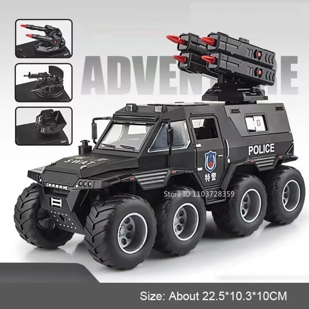 1:24 Scale Avtoros Shaman Police Car Model Toys Alloy Diecast Off-road Vehicle Sound Light Doors Opened Pull Back for Kids Gifts