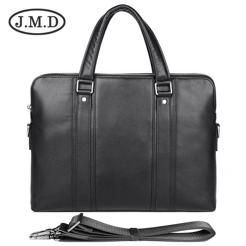 Jiamida Genuine Leather Men's Crossbody Briefcase for 15.6-inch Laptop