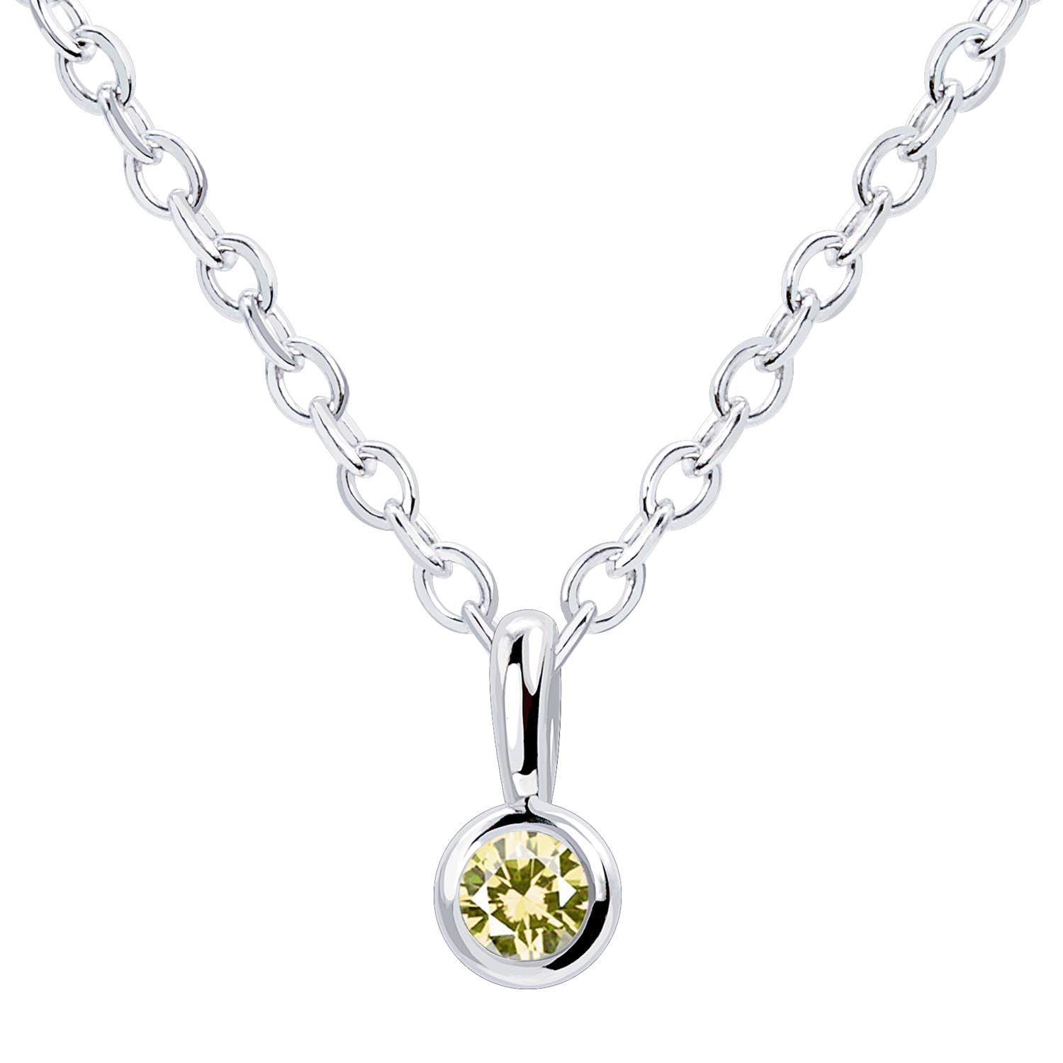 

[Sears] Women s Necklace, Single Stone, Bezel Setting, Silver, August Birthstone Peridot 13930-s-08
