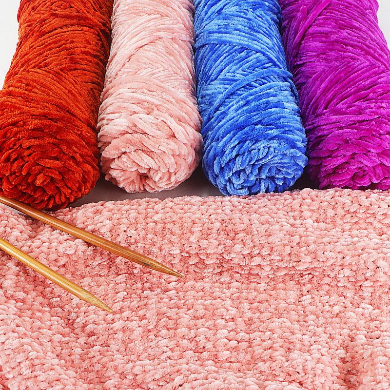 Chenille Gold Velvet Chunky Yarn Kit for Hats, Scarves, Sweaters, Dolls, and DIY Knitting