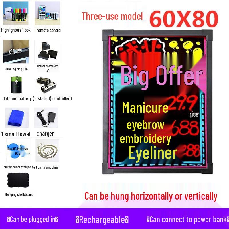 LED Blackboard Stall Display Sign - Luminous Advertising Menu Board