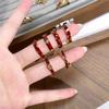 Court Style Medieval Red Lucky Transfer Enamel Drip Oil Opening Ring Butterfly High Sense Ring Woman