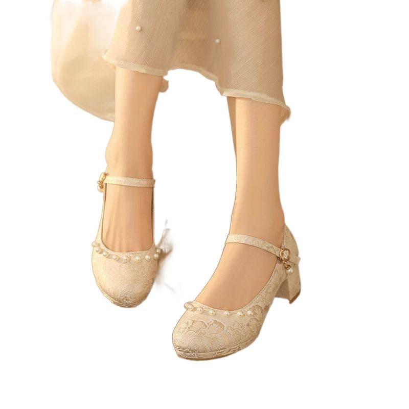 New Chinese Retro National Style Cheongsam High Heels New Women's Shoes Single Shoes Ancient Mary Hanfu Lolita Shoes