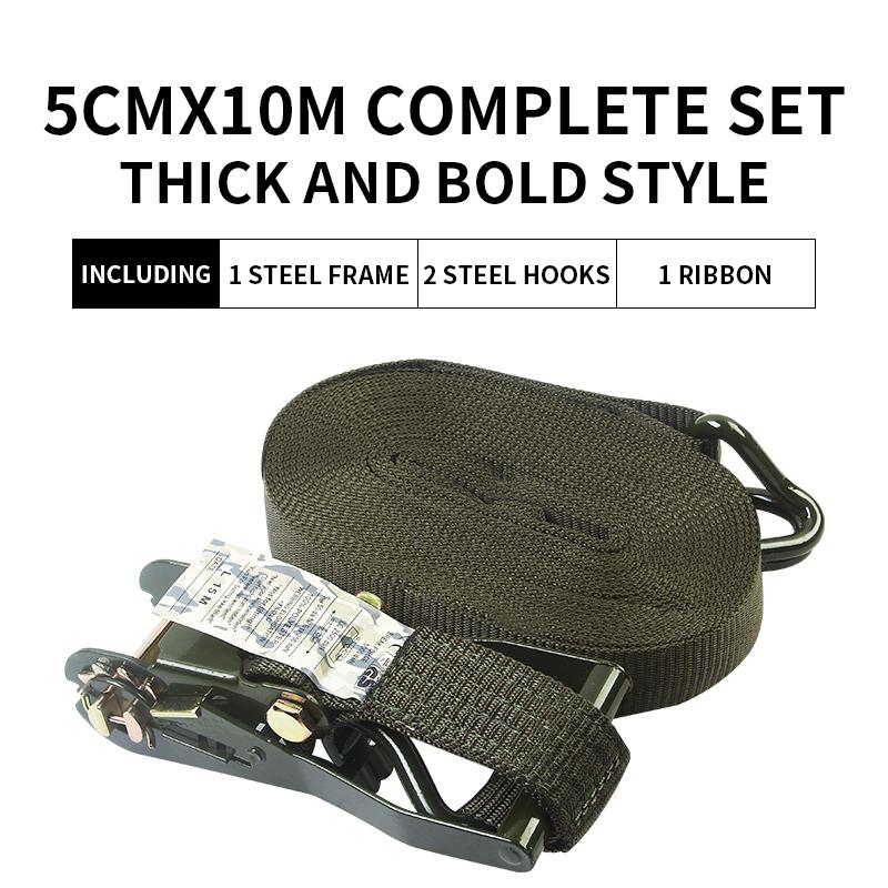 Military Green Truck Rope Tightener Ratchet Cargo Aircraft Strap Car Fixing Thickened Binding Device for Secure Fastening