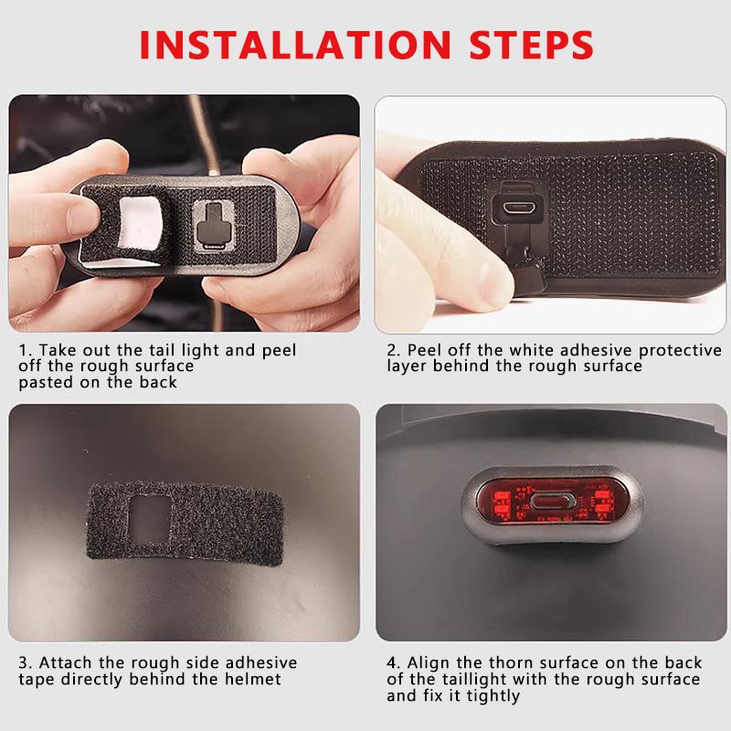 SEAMETAL Motorcycle Helmet Warning Signal Light Night Riding Tail Light Helmet Smart Light